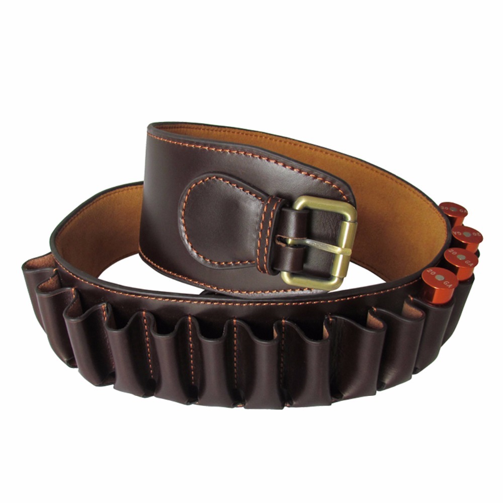 TOURBON Genine Leather Shotgun Bandolier Cartridge Belt 12 Gauge