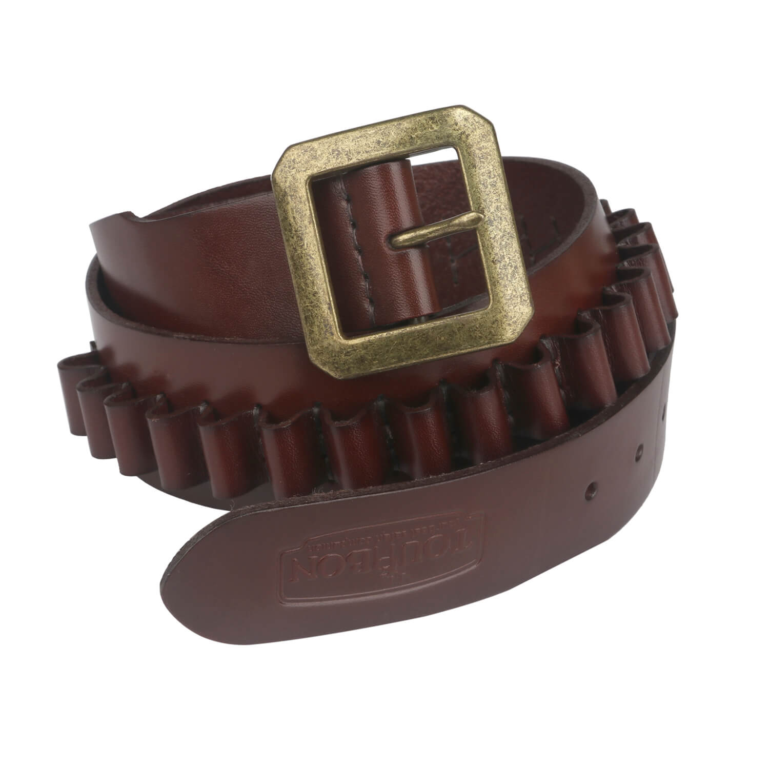 TOURBON Adjustable Leather Bandolier Pistol Cartridge Belt for 44/45- Brown