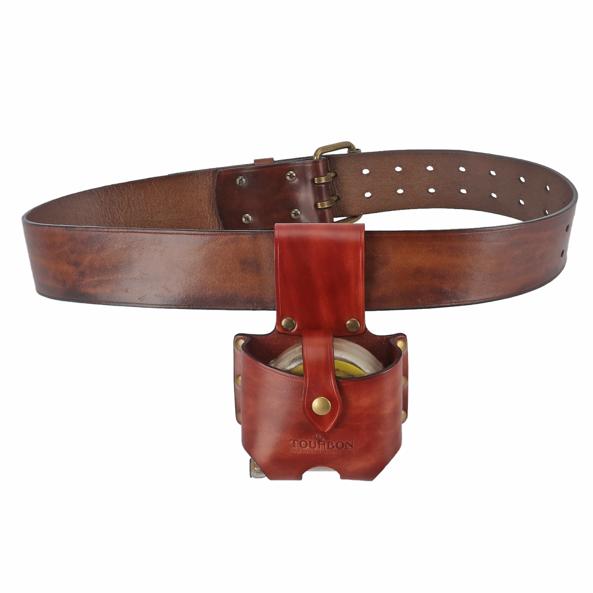 TOURBON Genuine Leather Tape Measure Holder Tool Measuring Holster with