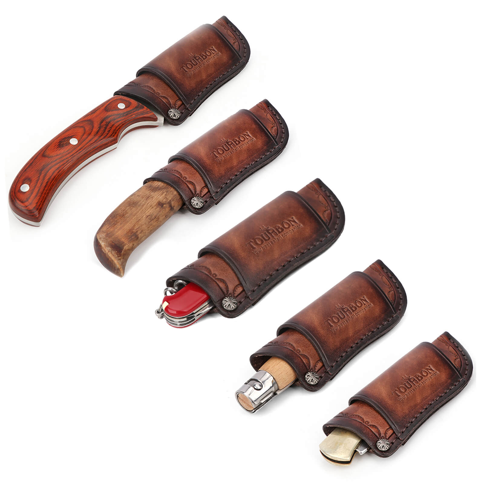  MiOYOOW Pocket Knife Sheath, 4'' Leather Knife Pouch