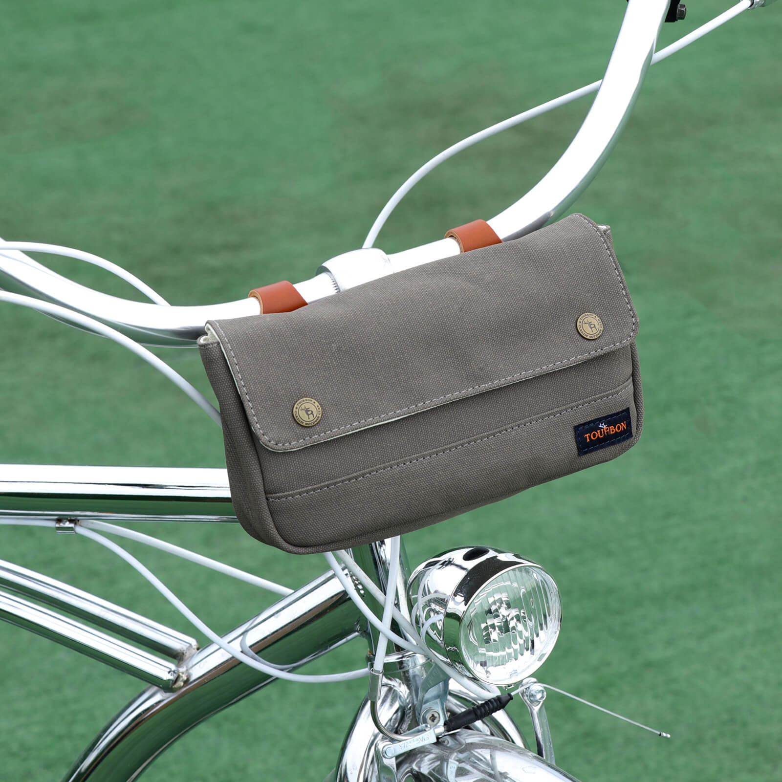 Tourbon vintage canvas bike panniers bicycle handlebar bag hot sale