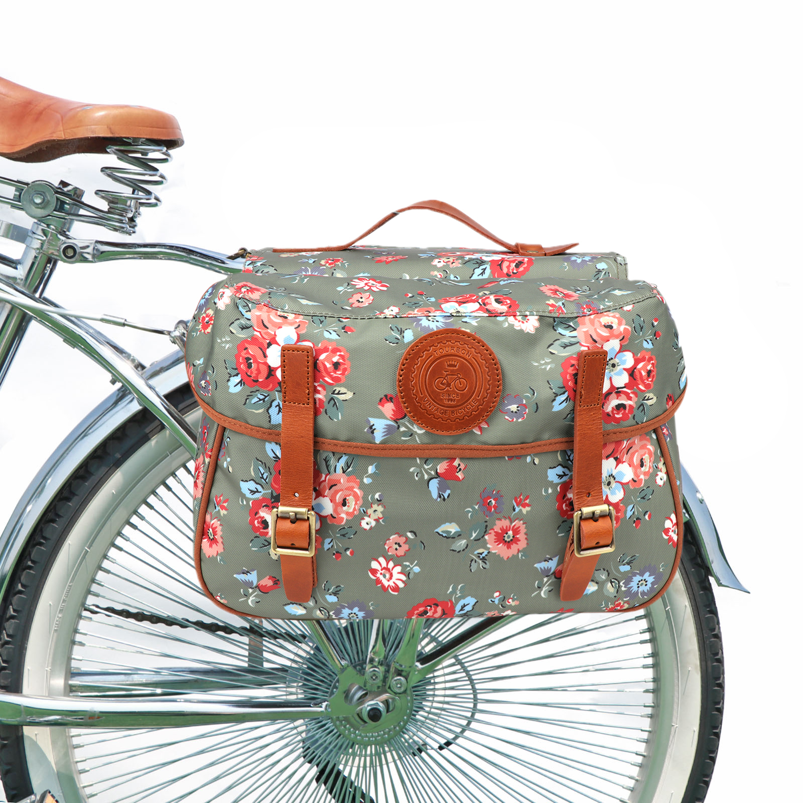 TOURBON Waterproof Canvas Bicycle Double Panniers Bag