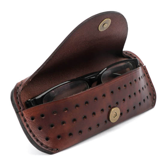 Tourbon Leather Eyeglasses Case Sunglasses Holder W/ Belt Loop