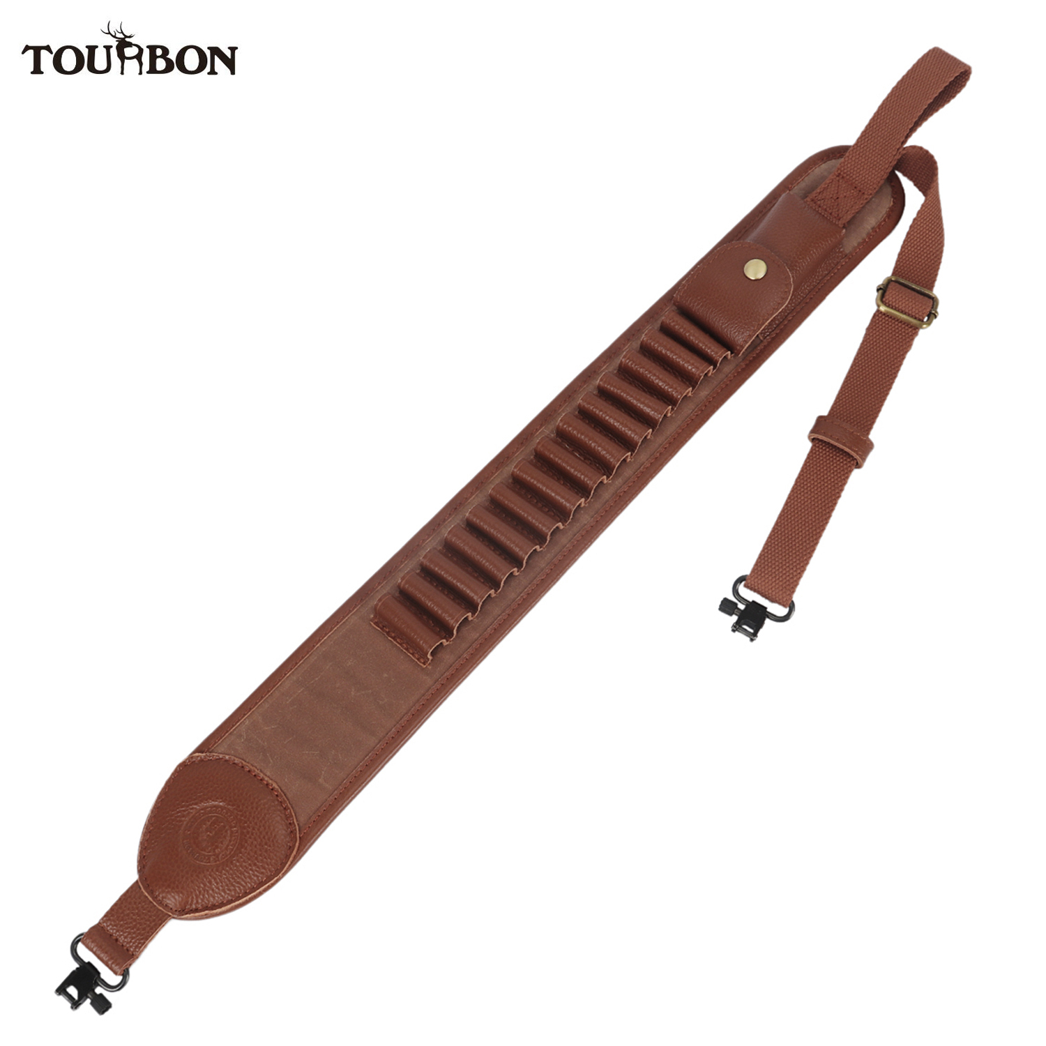 TOURBON Canvas Rifle Sling Belt w/ Bullet Cartridges Ammo Holder
