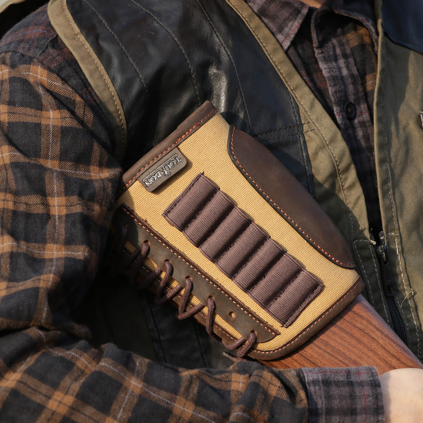 Tourbn Leather Buttstock Adjustable Cheek Rest Right Handed