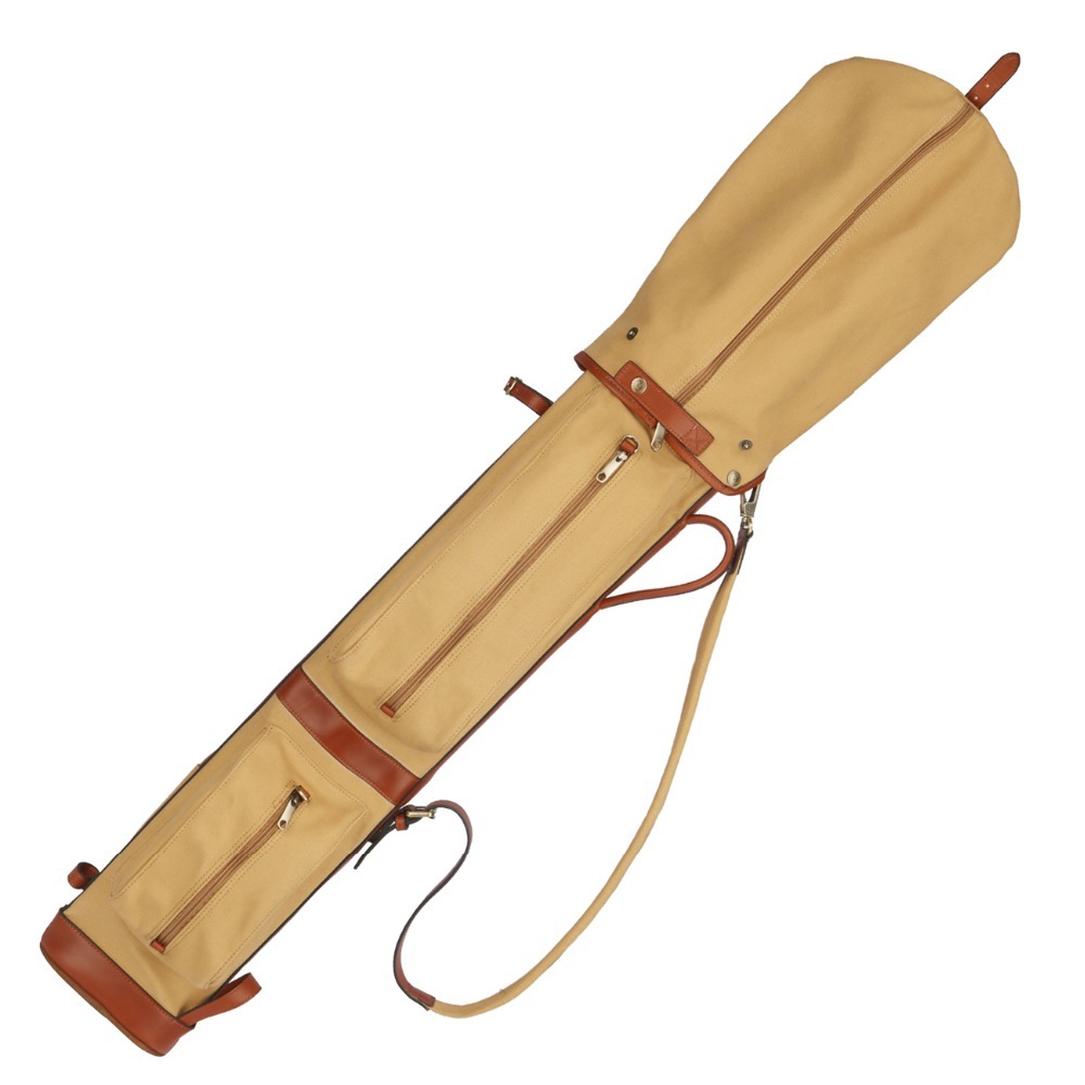 TOURBON Canvas Golf Club Carry Case Travel Golfer Bag