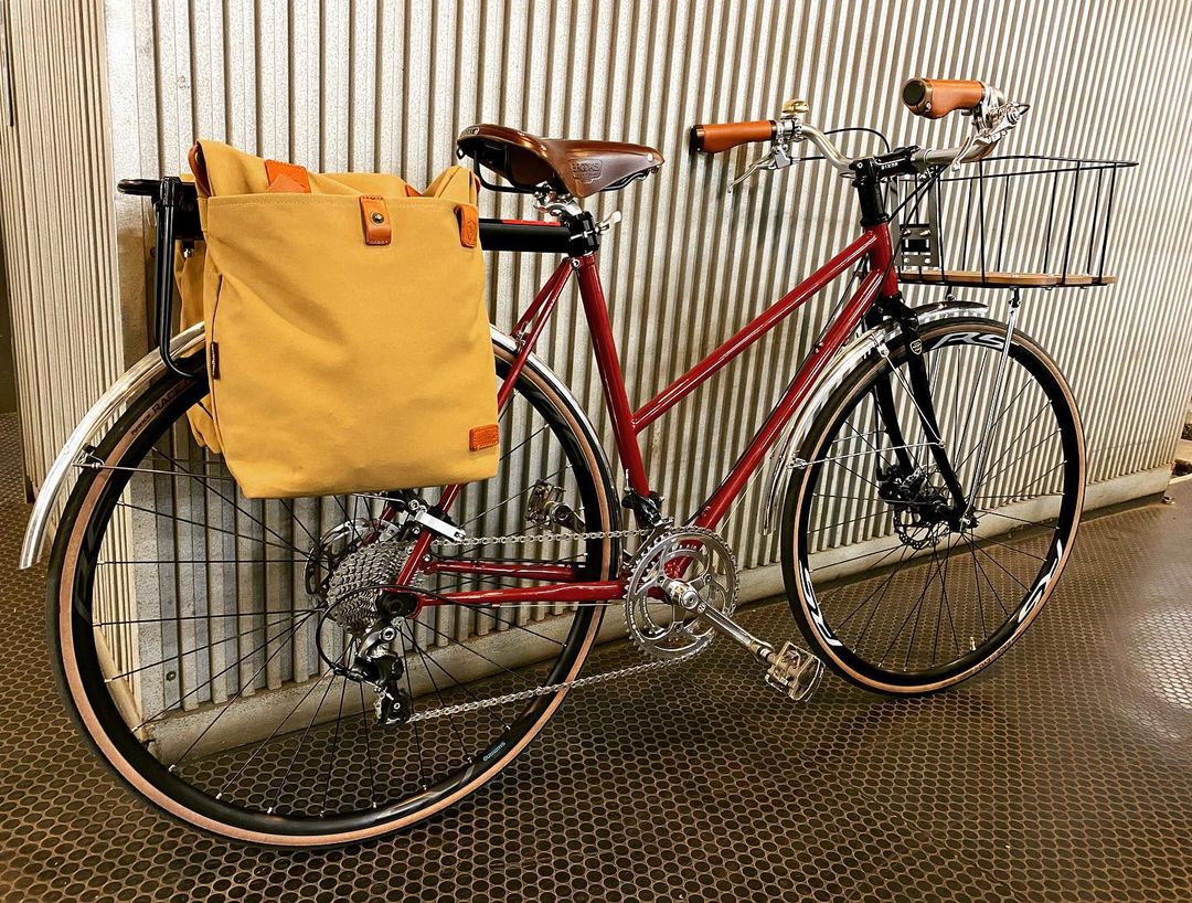 Tourbon Leather Tourbon Canvas Rear Bicycle Bags Panniers