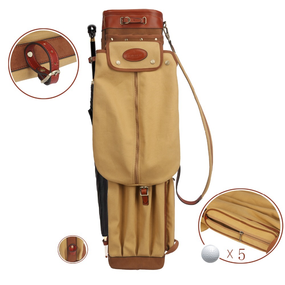 TOURBON Vintage Premium Canvas Pencil Style Golf Club Bag 90CM