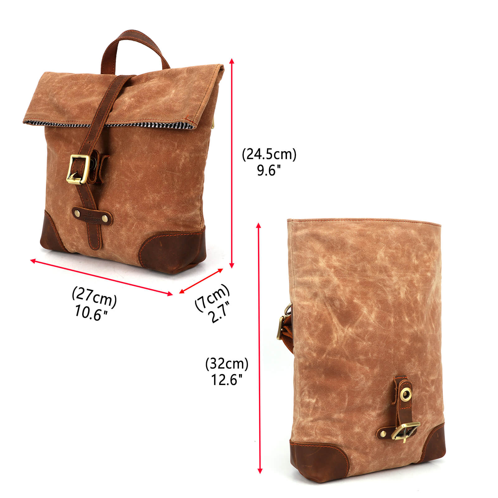 TOURBON Waxed Canvas Bike Handlebar Pannier Lunch Tote Bag