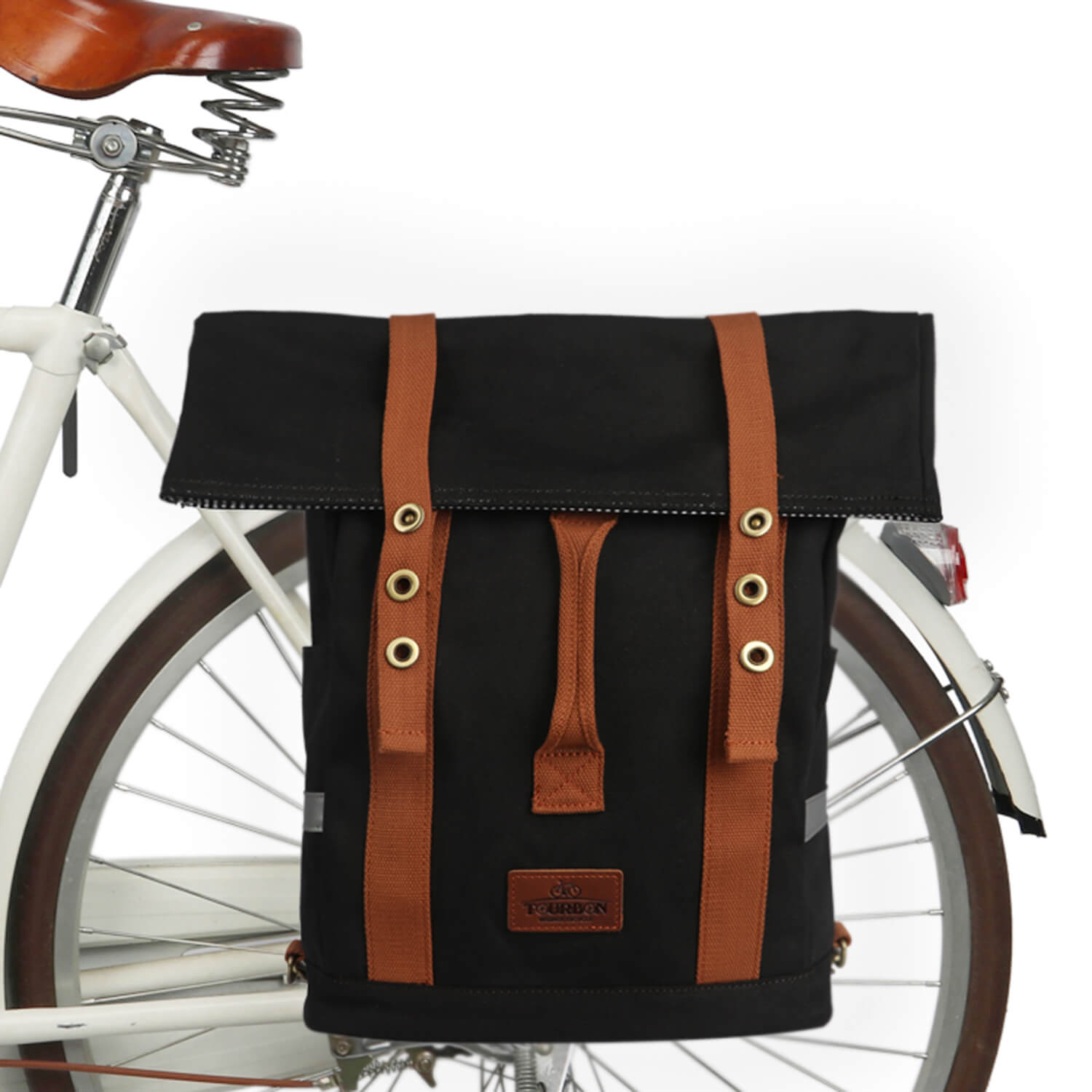 TOURBON Canvas Convertible Backpack Panniers Rear Rack Bag-TOURBONSTORE