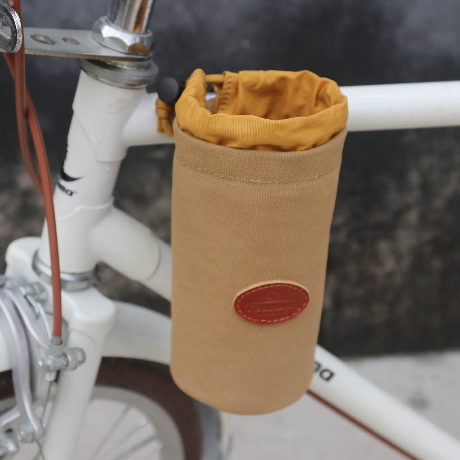 TOURBON Canvas and Leather Bicycle Water Bottle Cup Holder Wine Carrier 