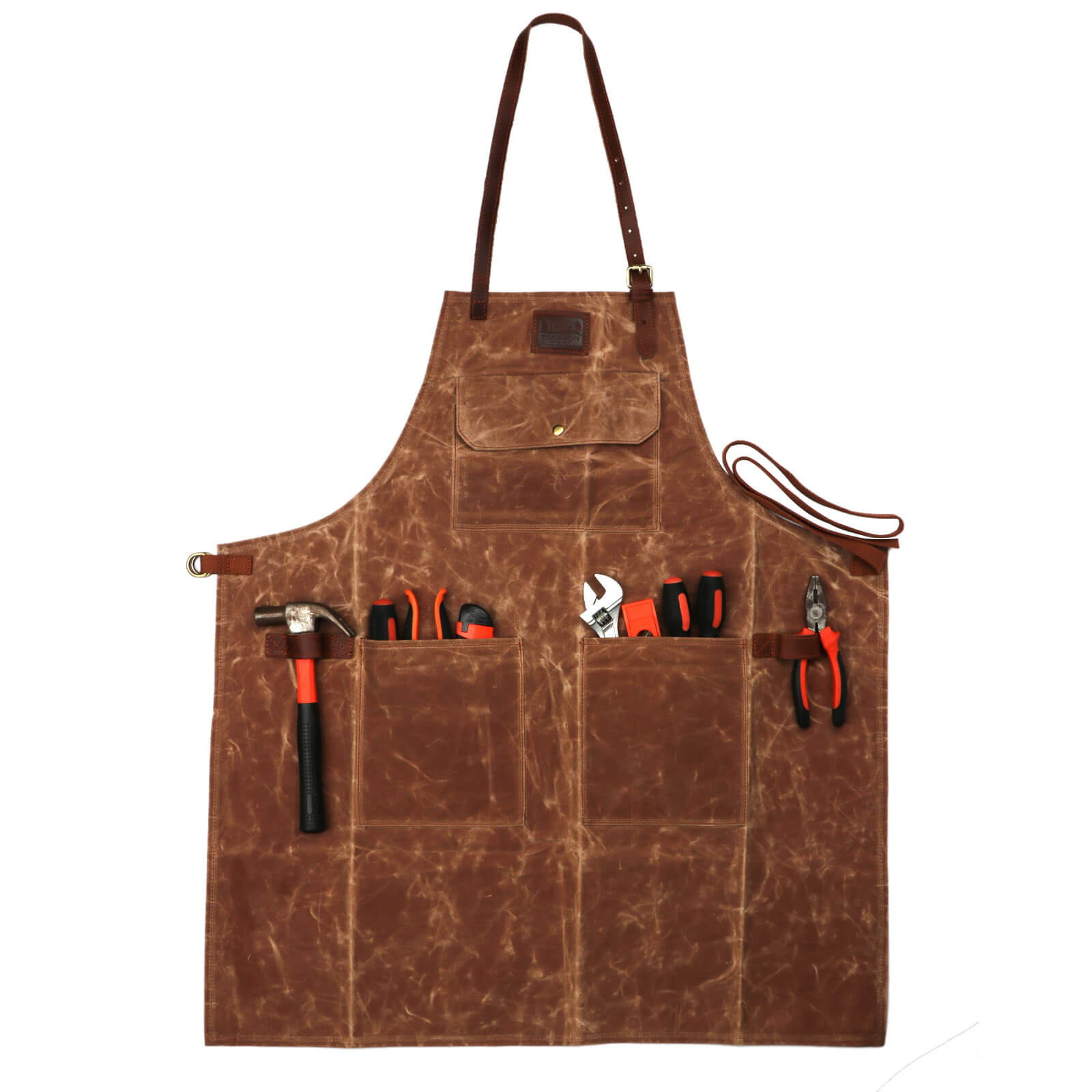 Tourbon Wax Canvas Work Shop Apron for Men/Women with Pockets Leather Strap 