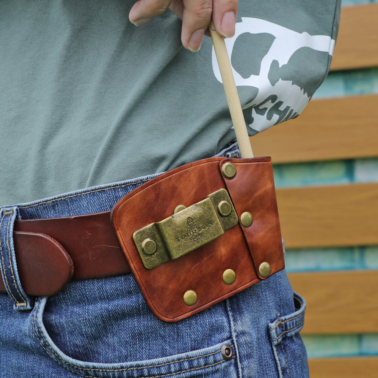 TOURBON Leather Tape Measuring Pouch Belt Clip on Tool Holster