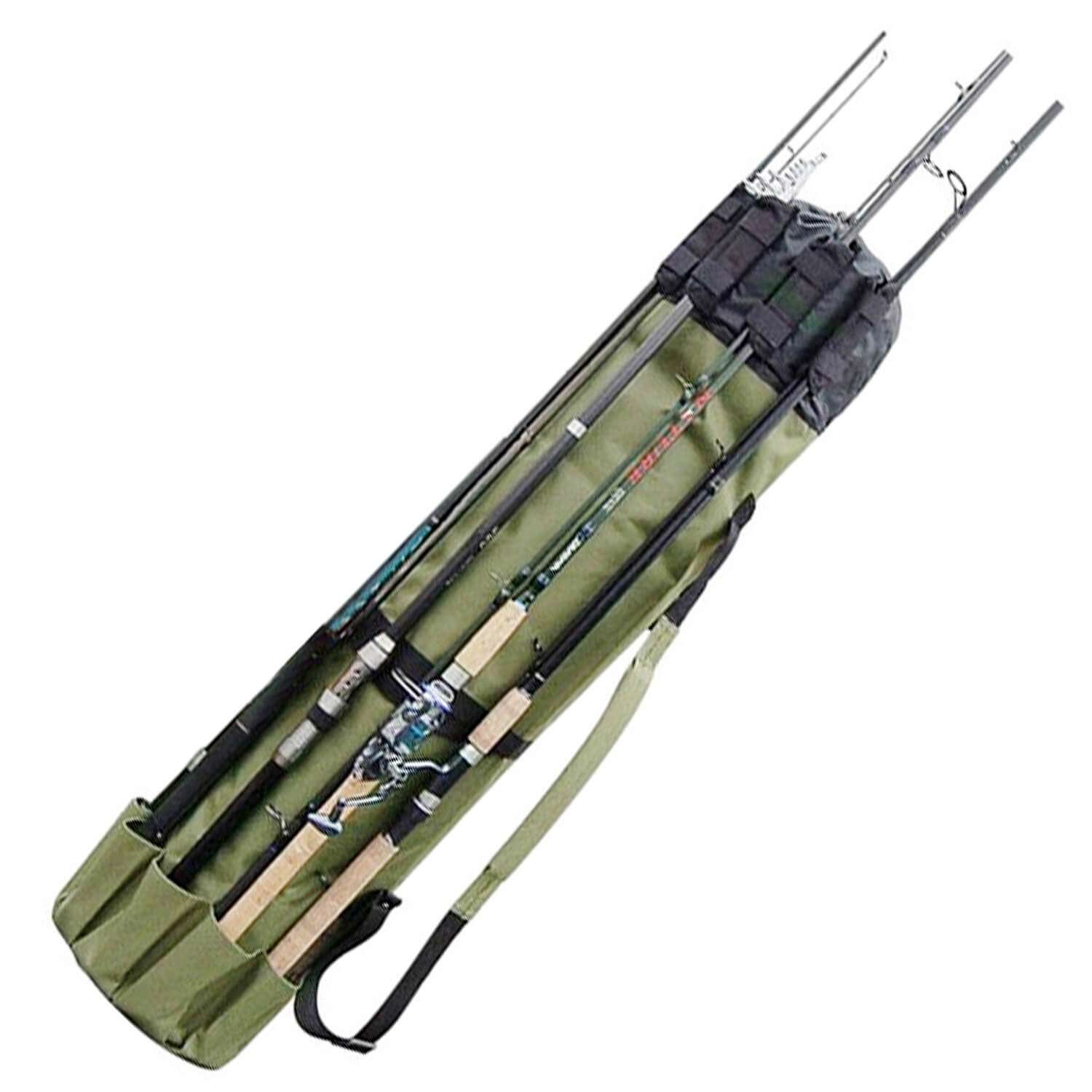 TOURBON Fishing Tackle Storage Bag Portable Rod Bag 5 Poles Organizer Reel Carry-TOURBONSTORE