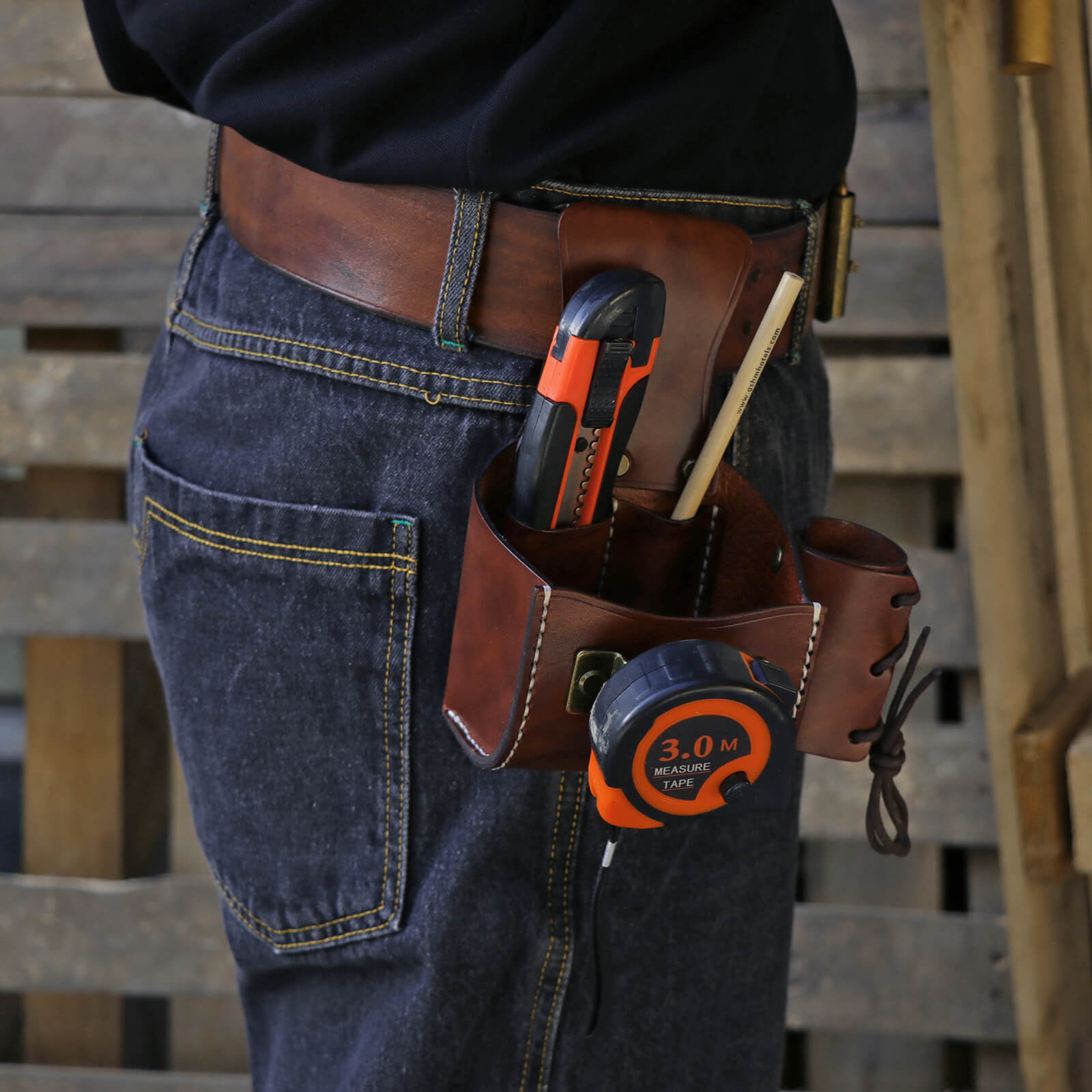  TOURBON Tool Belt Holster Screw Work Pouch with Tape Measure  Clip : Tools & Home Improvement