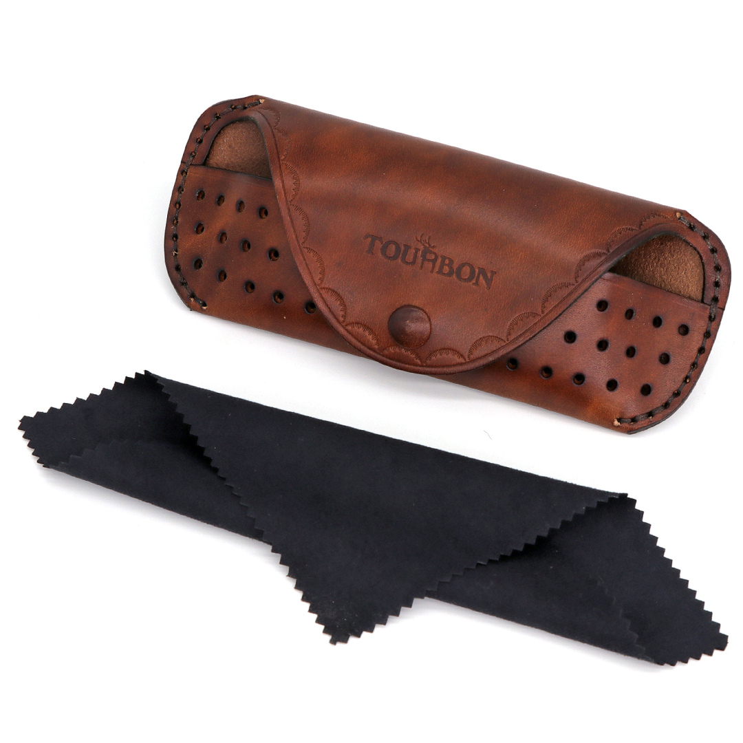 TOURBON Leather Eyeglass Carrying Case