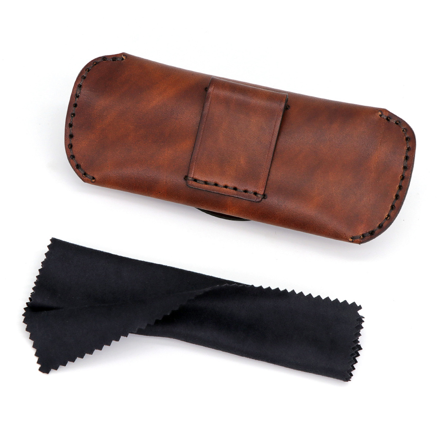 TOURBON Leather Eyeglass Carrying Case