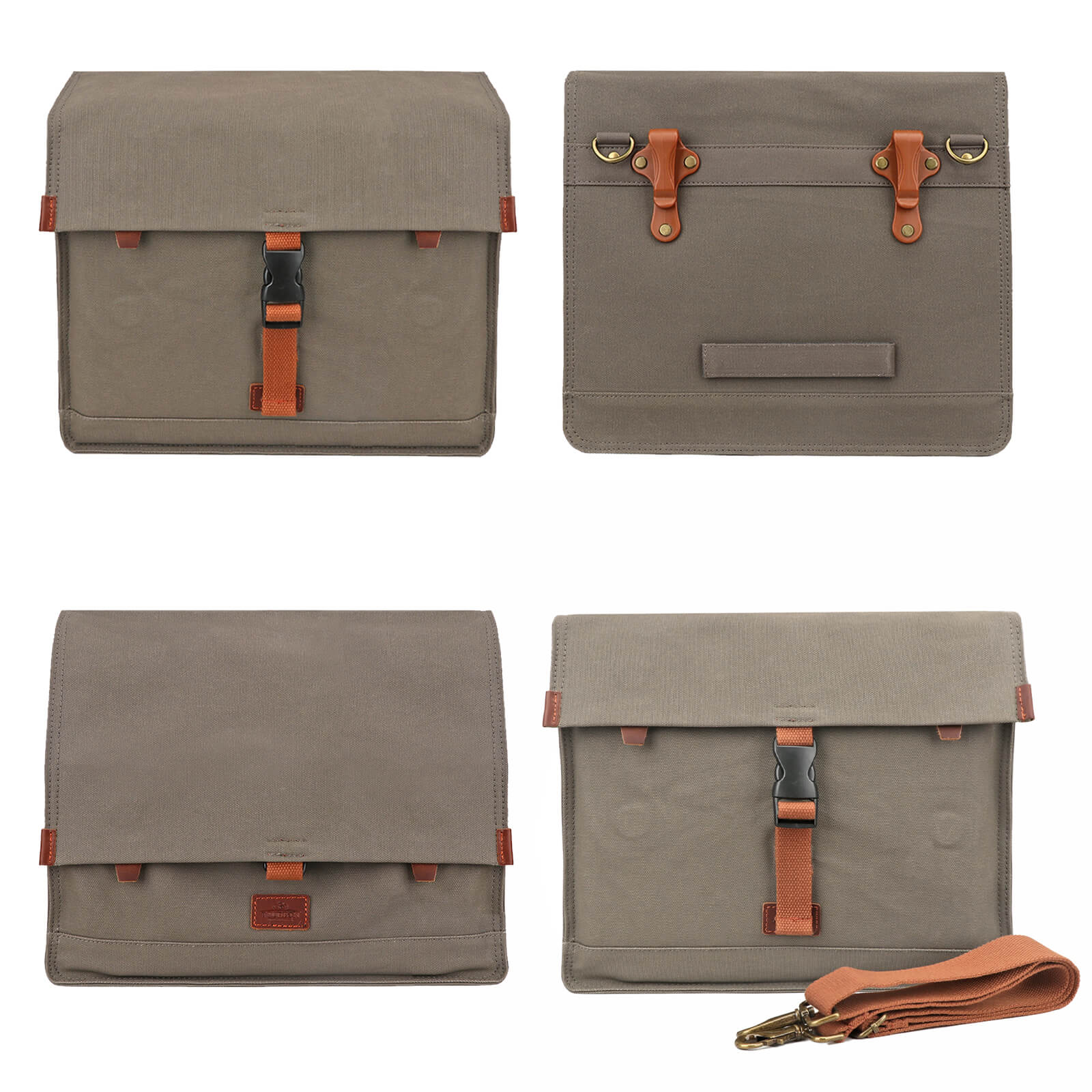 TOURBON Waterproof Canvas Bike Pannier Bag with Shoulder Strap 