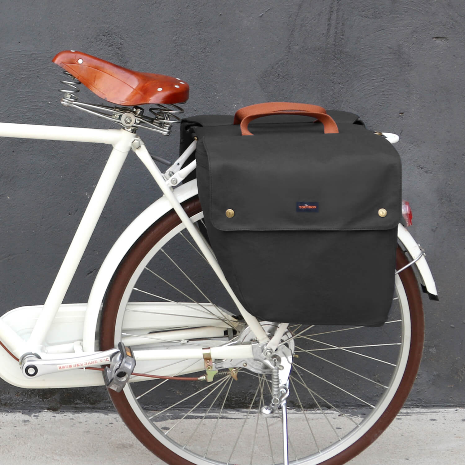 TOURBON Canvas Cycling Bicycle Bike Pannier Rear Seat Bag