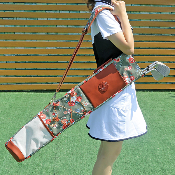 TOURBON Vintage Canvas Sunday Golf Bag with Stand