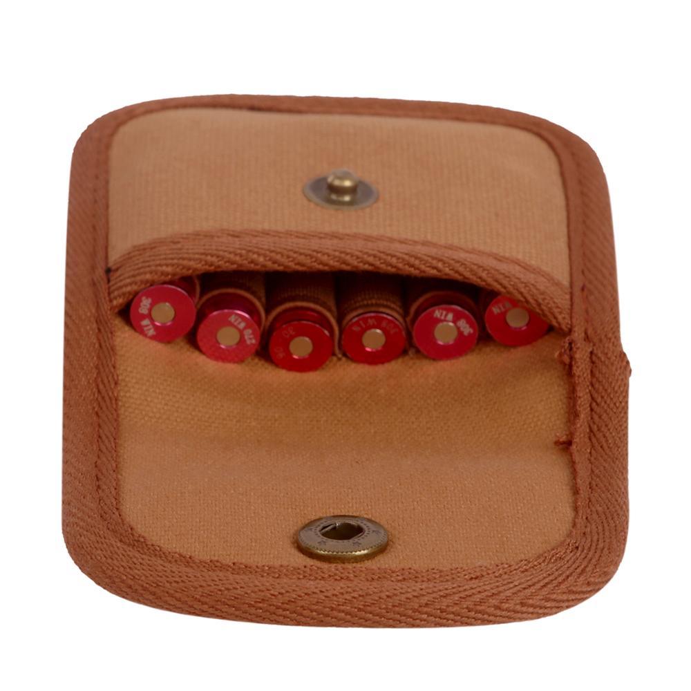 TOURBON Canvas And Leather Rifle Cartridge Ammo Holder Wallet for 6 Shells 308win