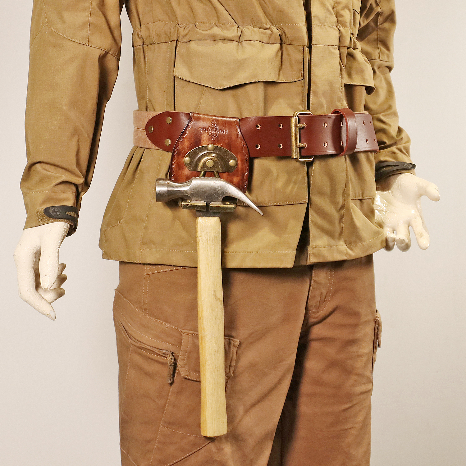 TOURBON Vintage Canvas Leather Ranger Waist Belt Tool Holder Carry