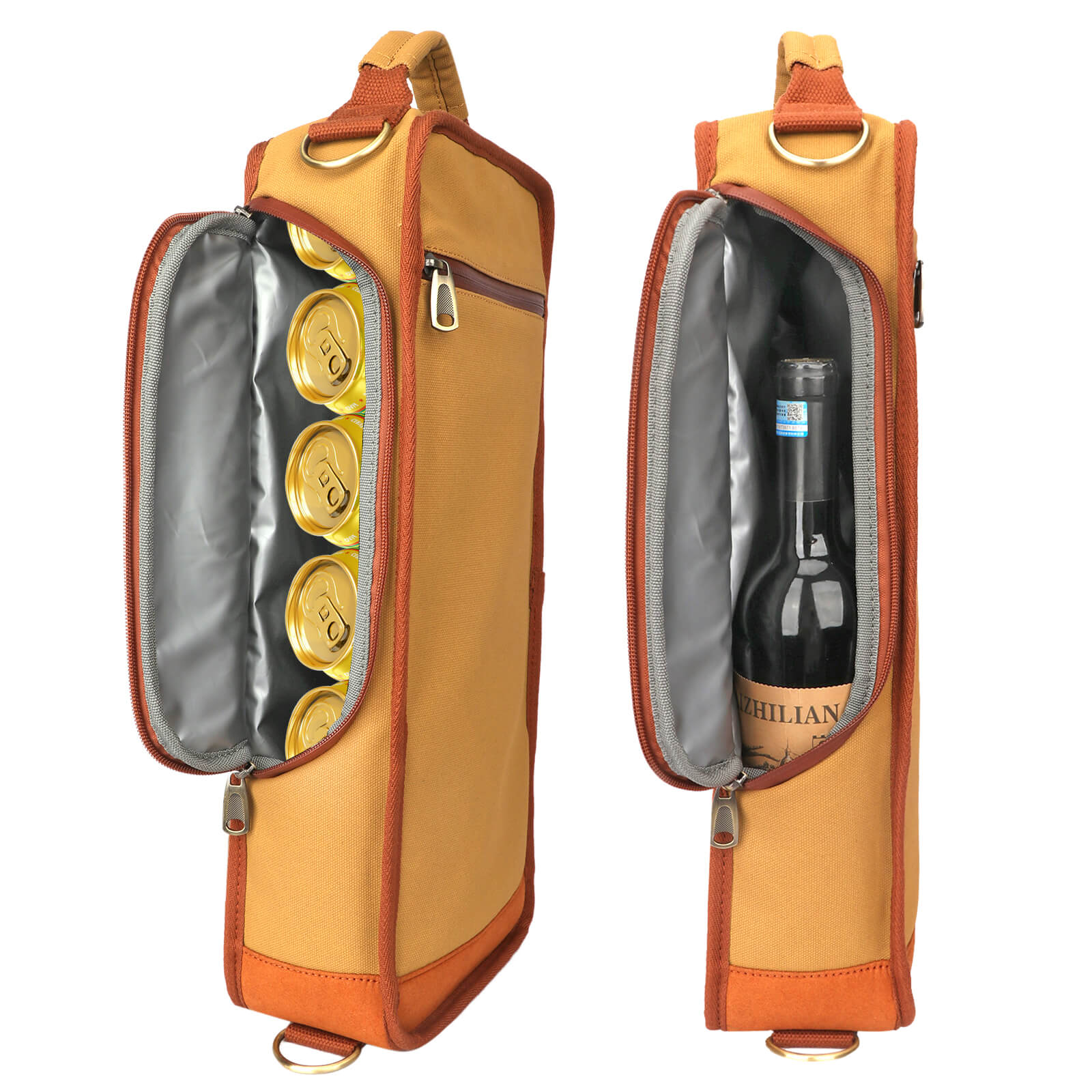 TOURBON Canvas Golf Cooler Bag Traveling Insulated Tote Bag