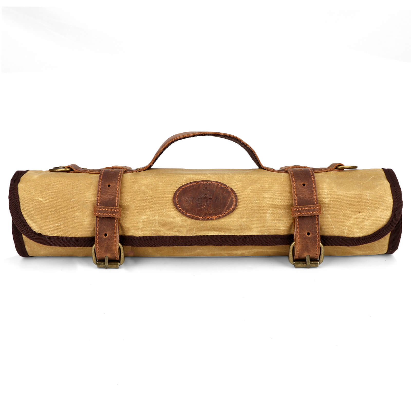 TOURBON Chefs Knife Roll Bag 12 Slots Waxed Canvas and Leather