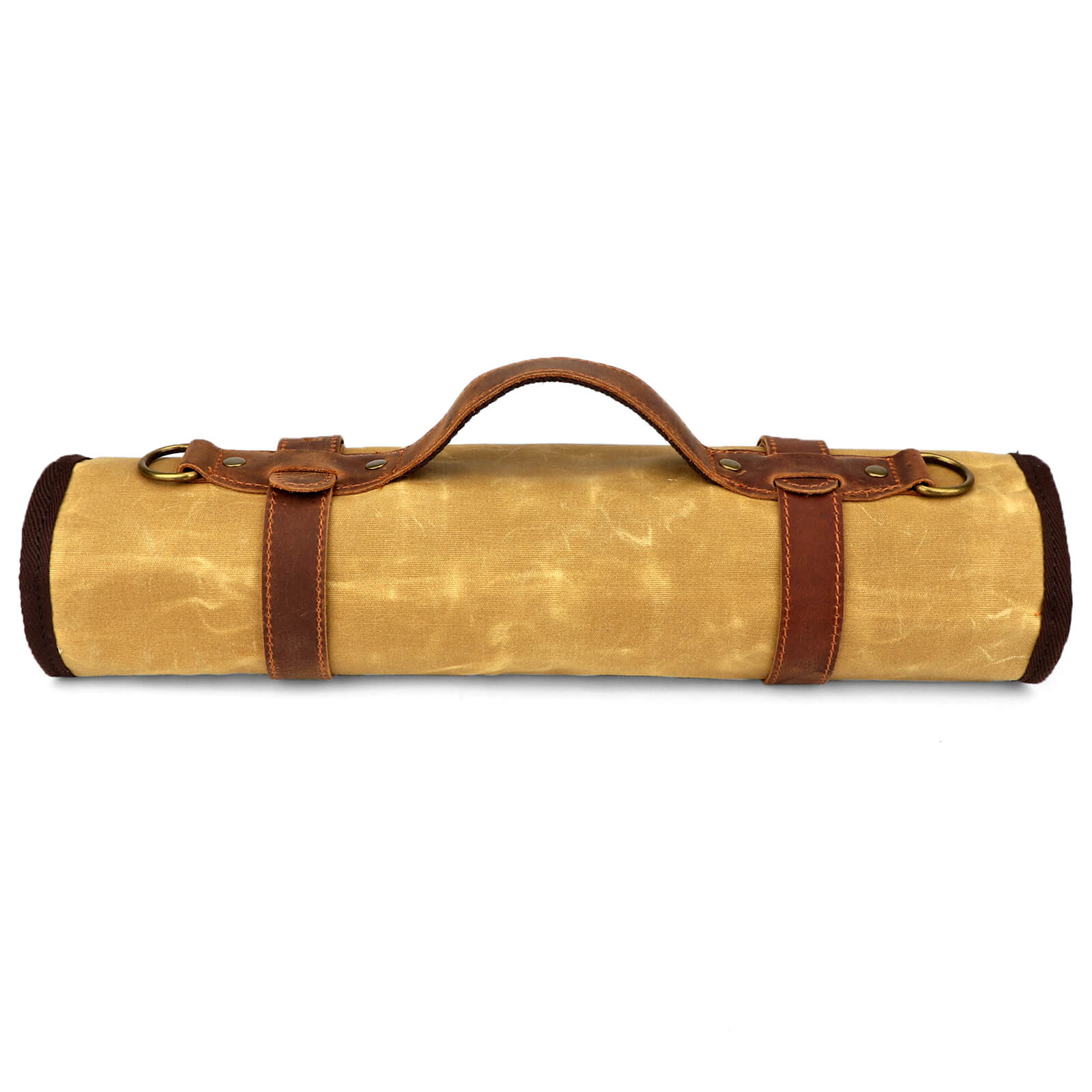 TOURBON Chefs Knife Roll Bag 12 Slots Waxed Canvas and Leather