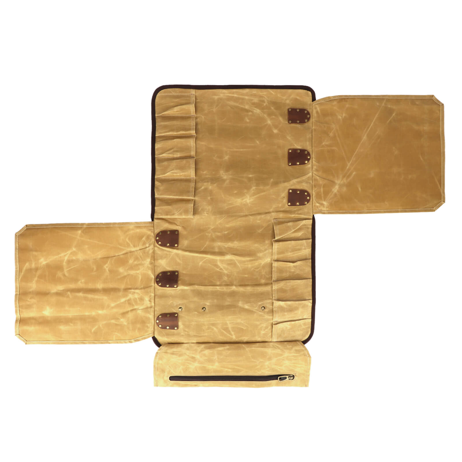 TOURBON Chefs Knife Roll Bag 12 Slots Waxed Canvas and Leather