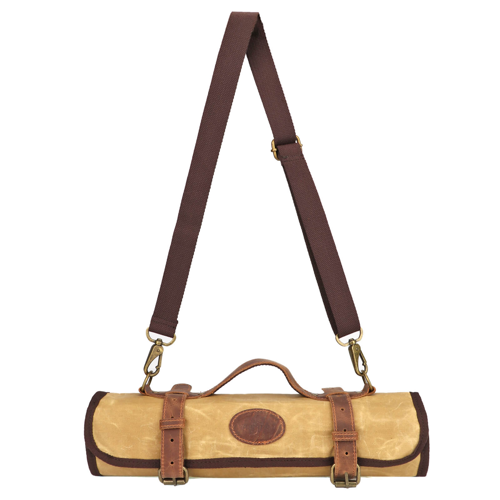 TOURBON Chefs Knife Roll Bag 12 Slots Waxed Canvas and Leather