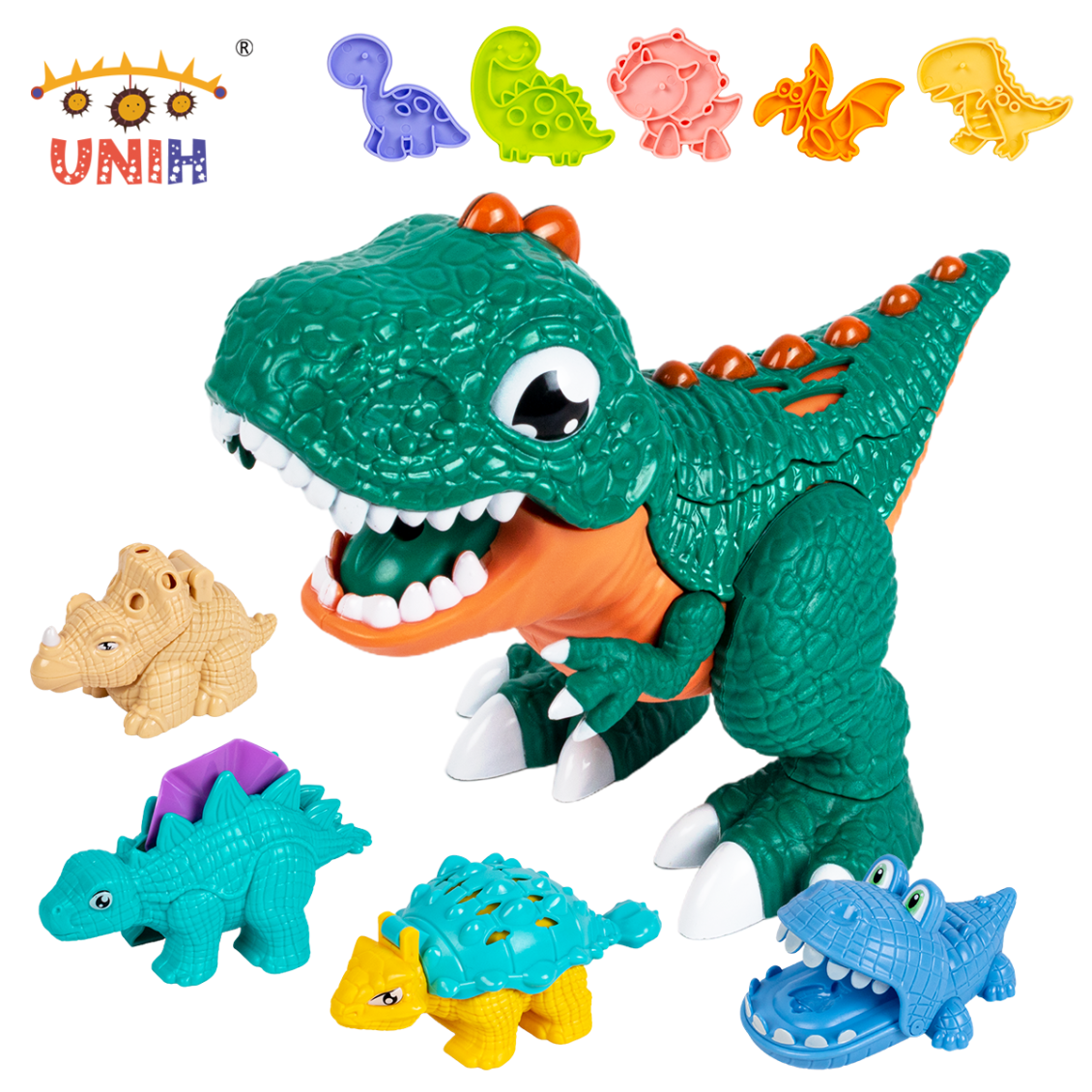 UNIH Dinosaur Playdough Sets for Toddlers, Dinosaur Toys for Kids 35