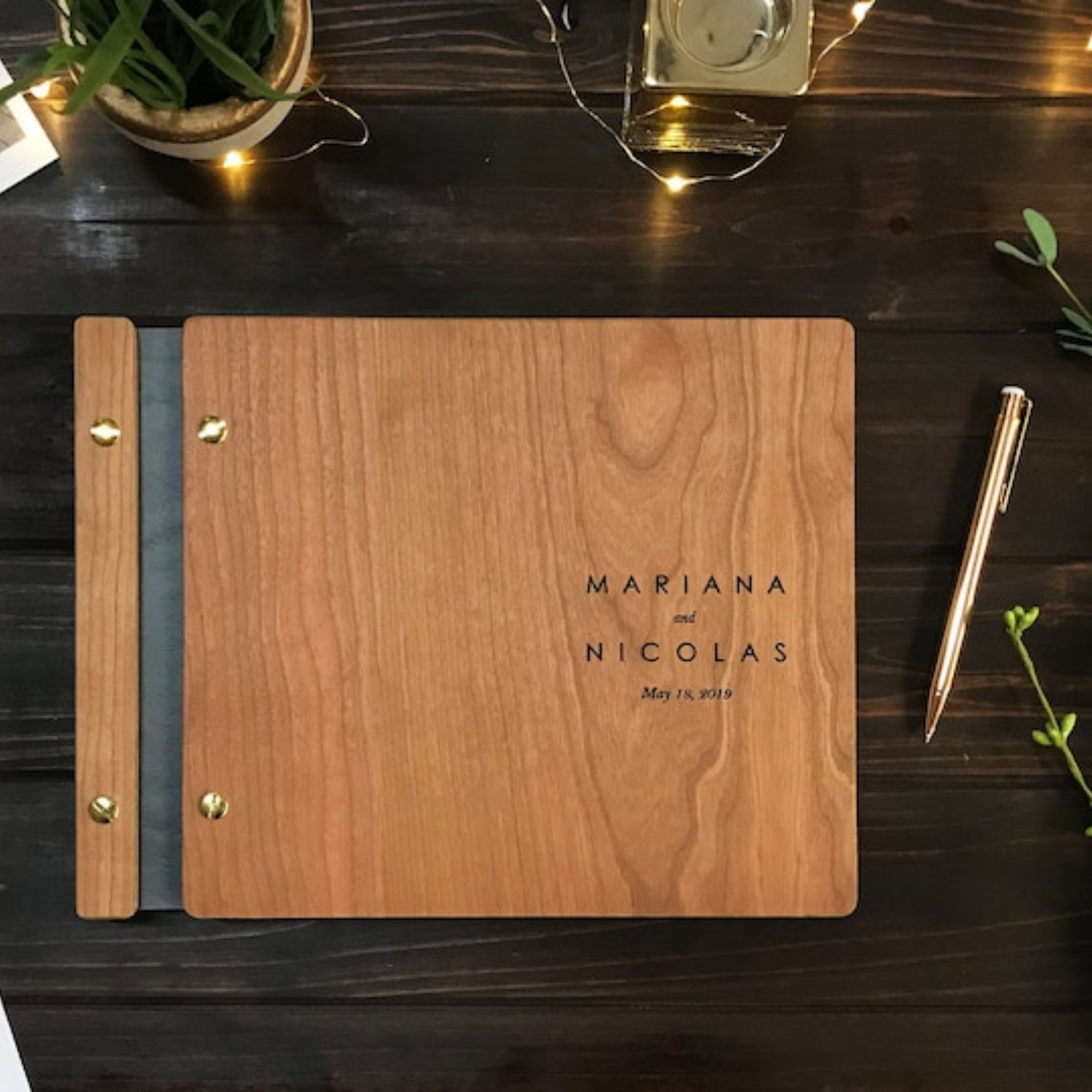 Personalized Wooden Wedding Guest Book for Unique & Love 