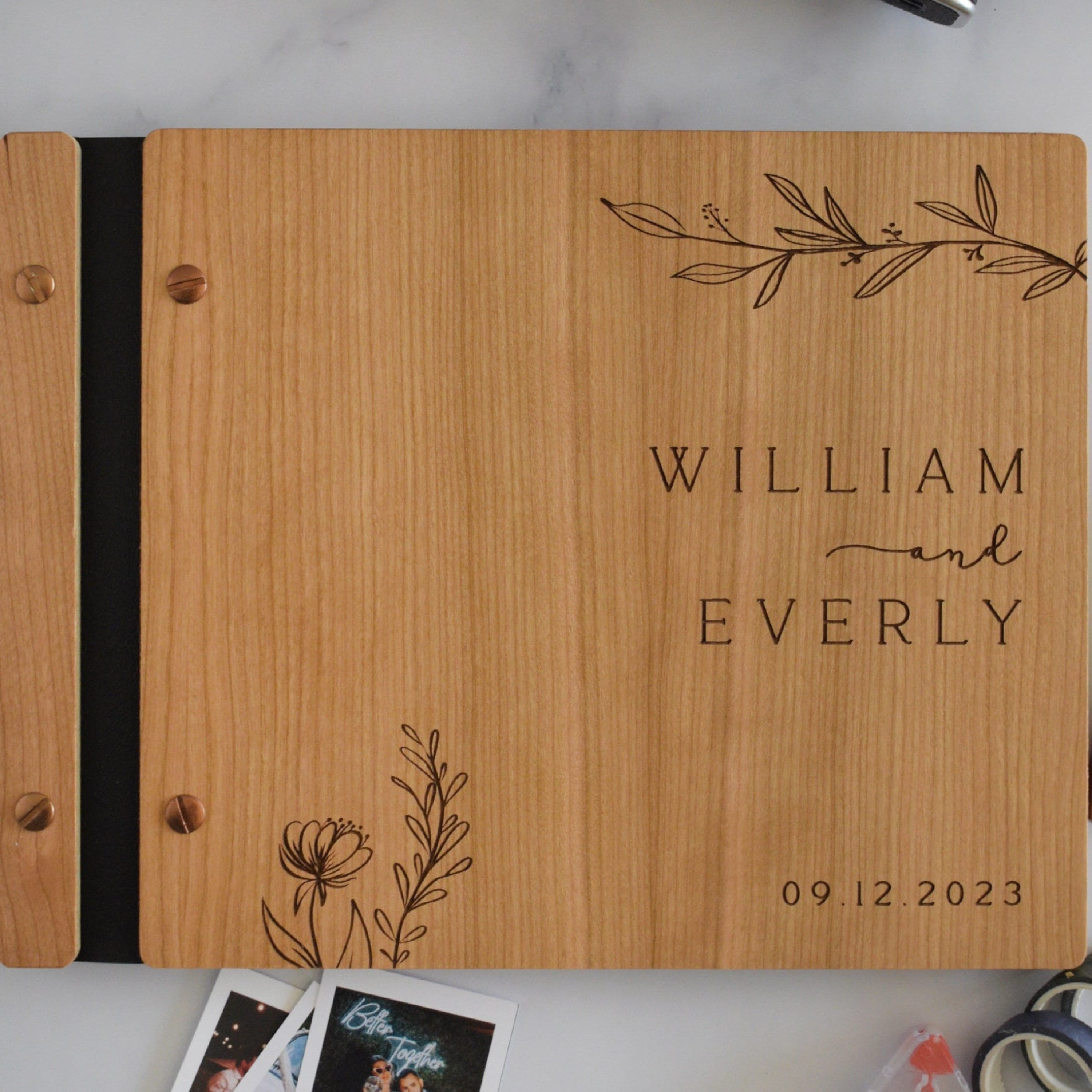 Personalized Wooden Wedding Guest Book for Unique & Love 