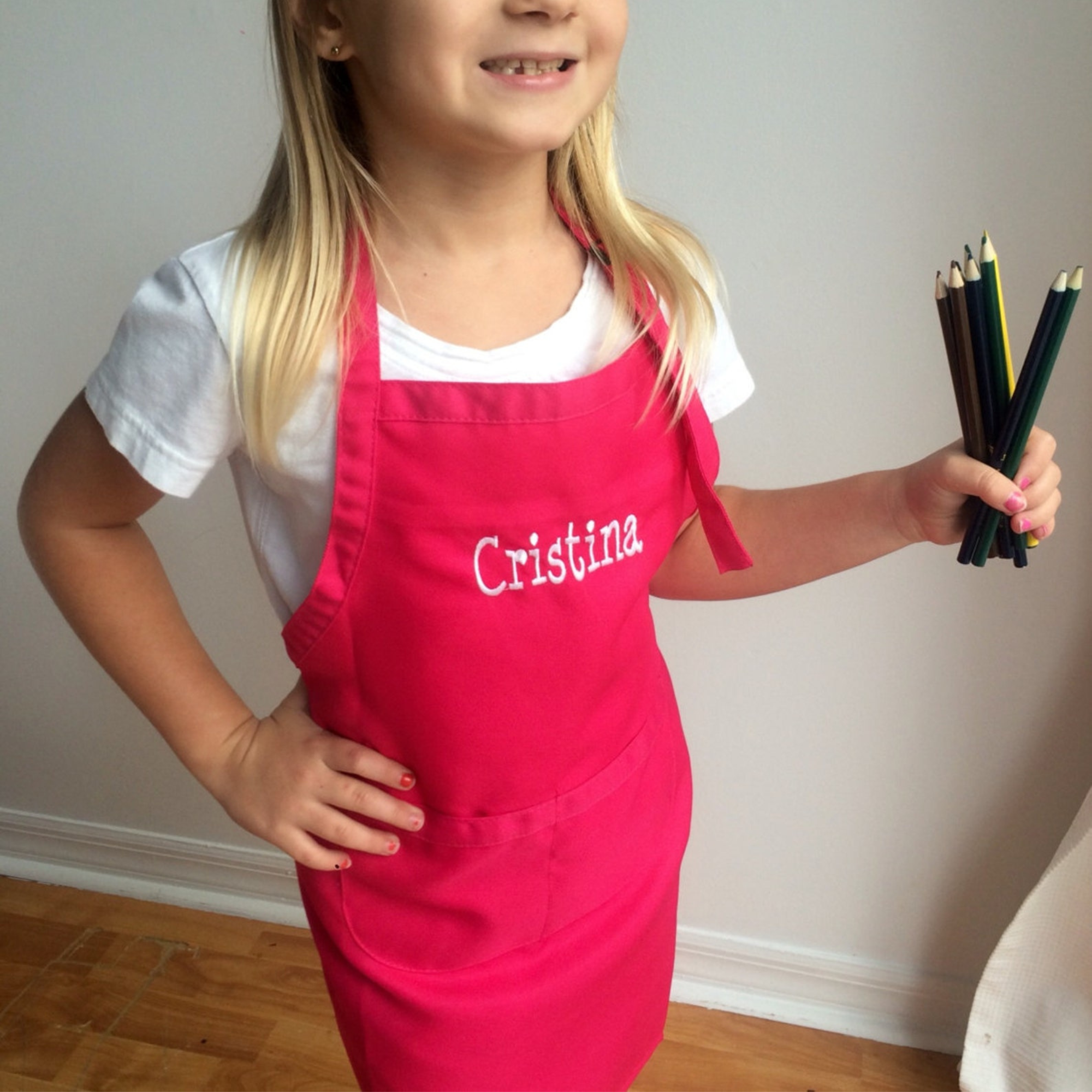Personalized Embroidery Color Apron and Hat Set for Kid | Apron06