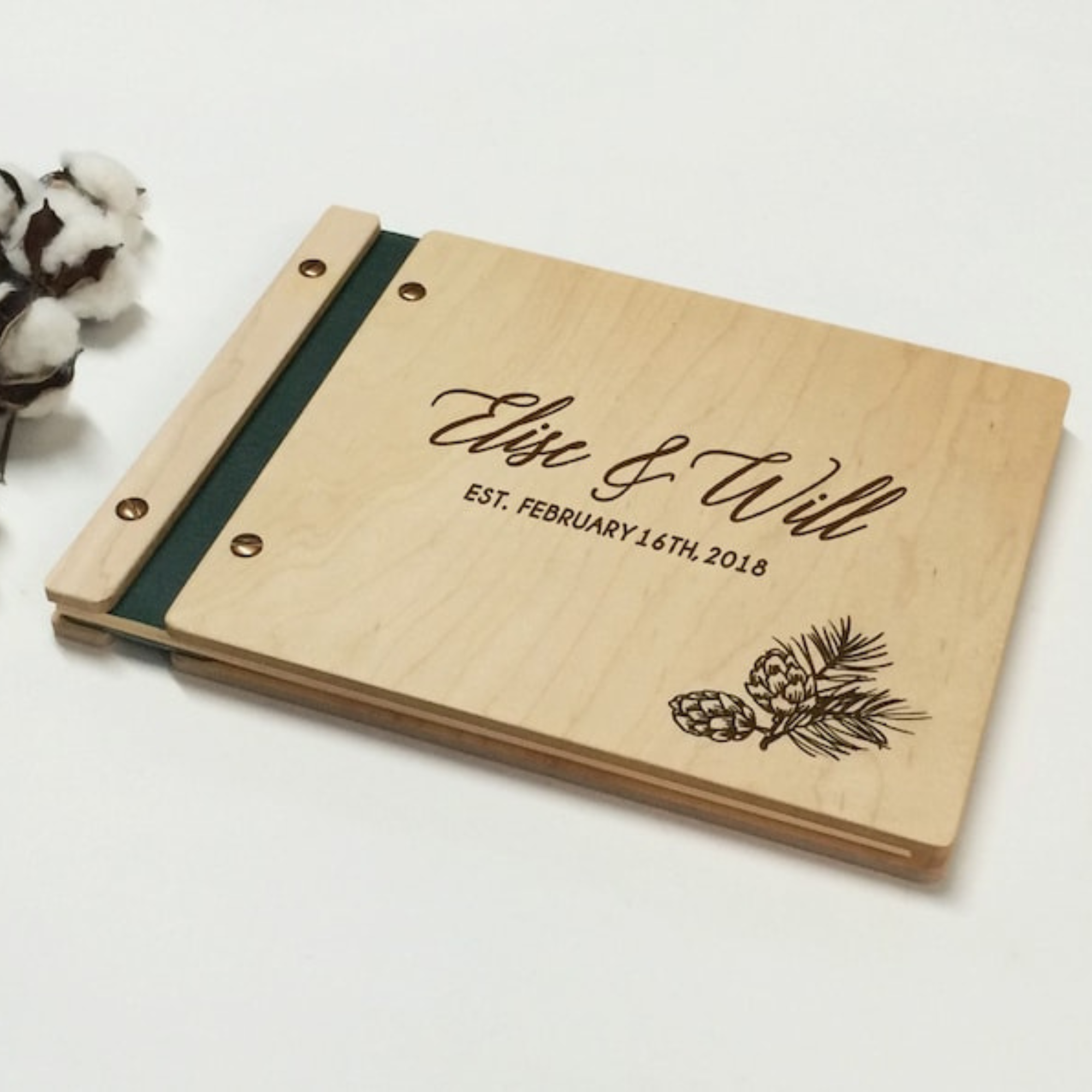 Personalized Wooden Wedding Guest Book for Unique & Love 