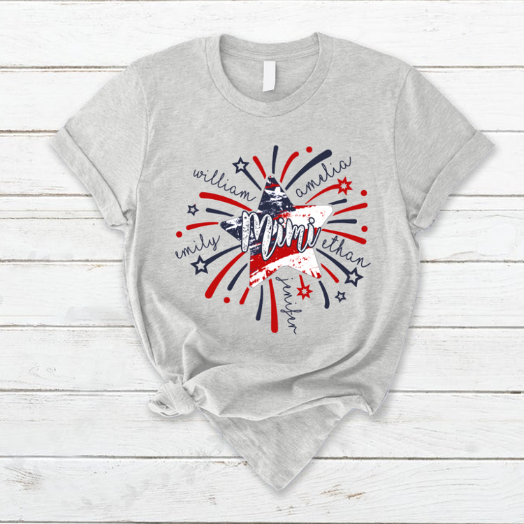 Mimi And Kids Firework America Flag CTH01 T-Shirt
