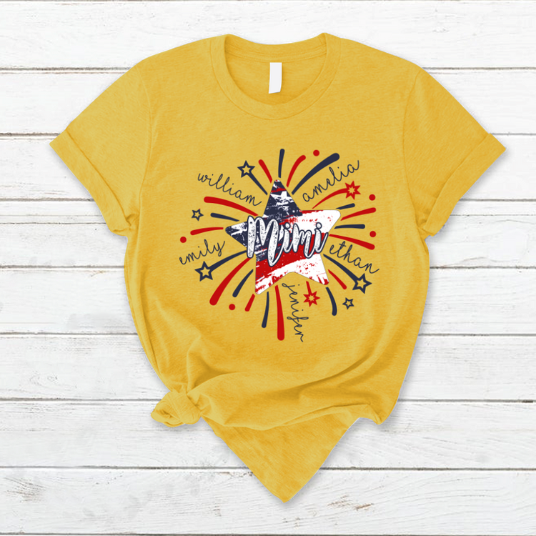 Mimi And Kids Firework America Flag CTH01 T-Shirt