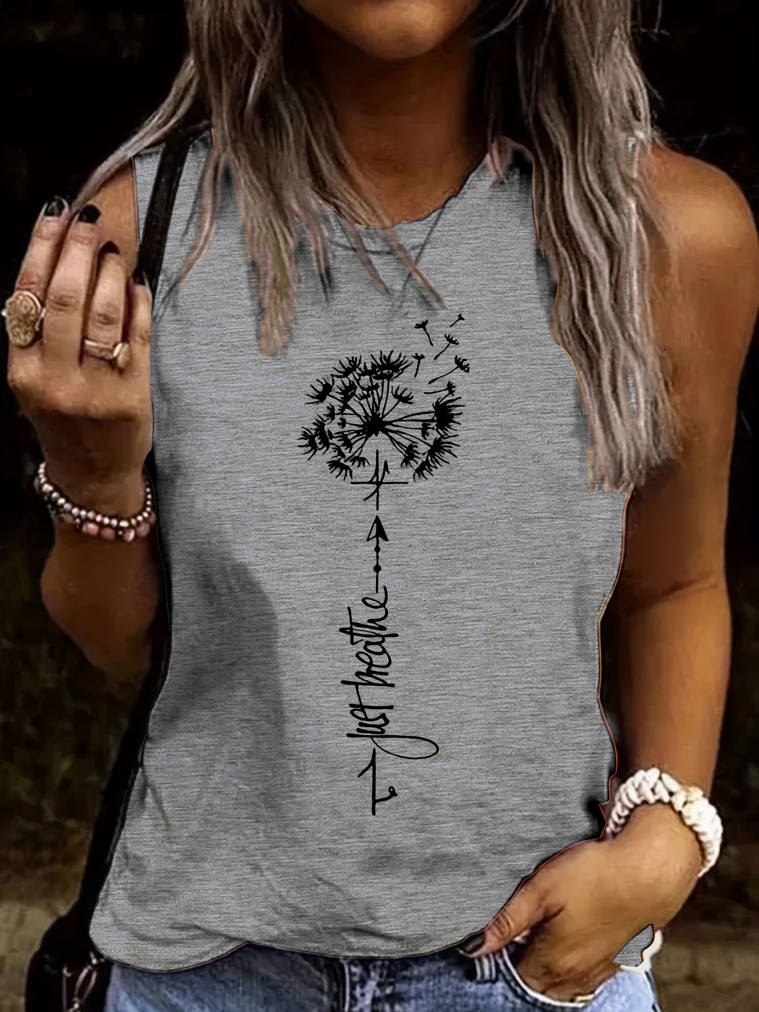  Personalized Dandelion Print Tank Top