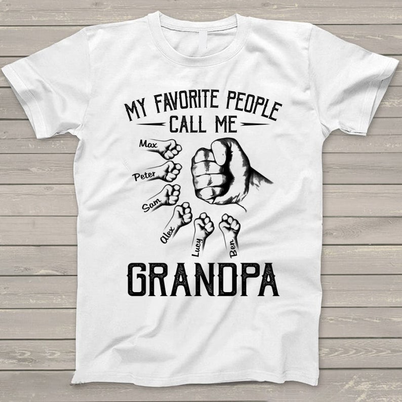 Great Grandpa Shirt, Grandpa Custom Fathers Day Shirt kidnames, Personalized Papa Shirt custom name, papa custom grandkid name shirt 15 kids