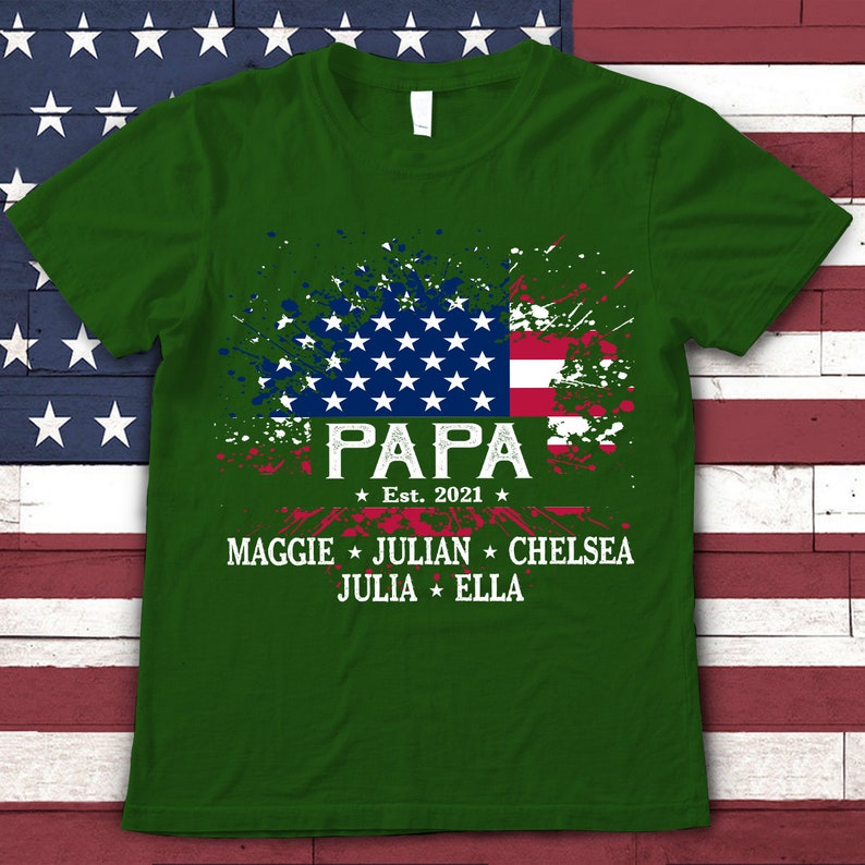 Personalized Papa Shirt, 4th of july papa T-Shirt