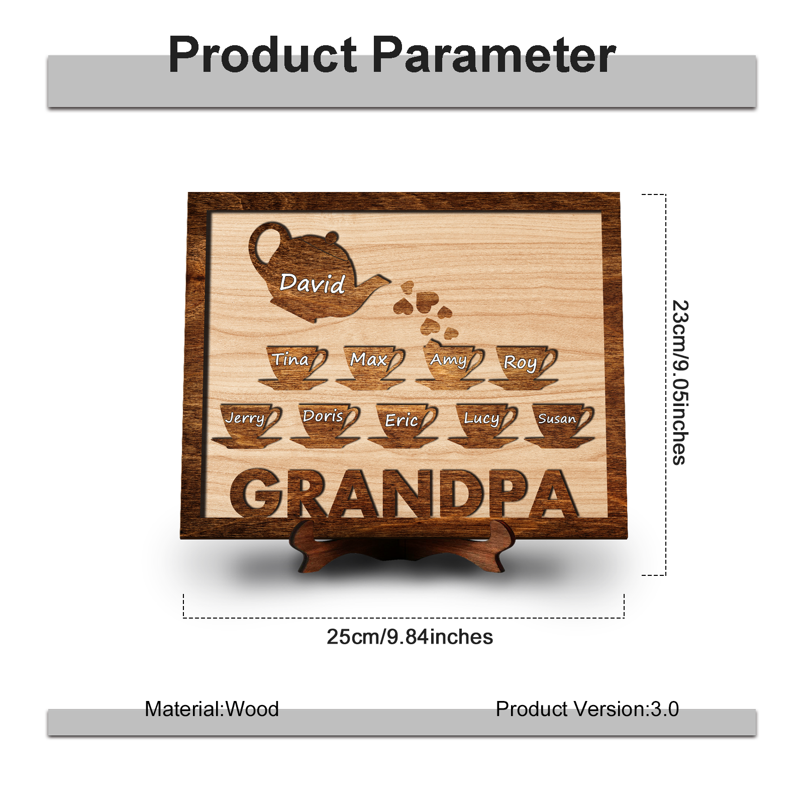 Personalized Afternoon Tea Wood Frame FAMILY MEMBERS CUSTOM TEXT