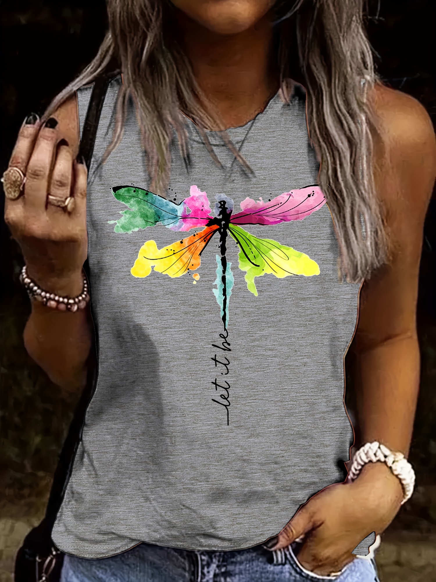 Personalized Dragonfly Print Tank Top