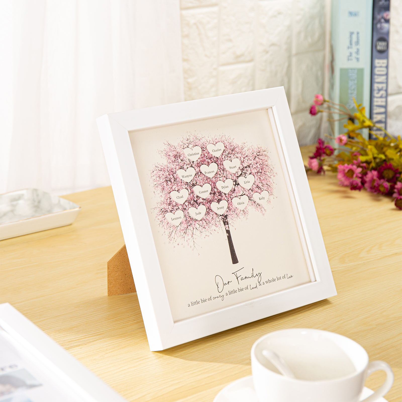 Custom 14 Names Family Tree Frame, Family Tree LED Ligh Picture Frame, Best Gift for Family