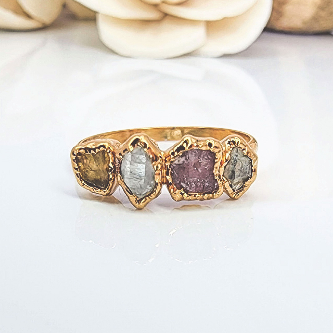 Custom Birthstone Raw Crystal Ring