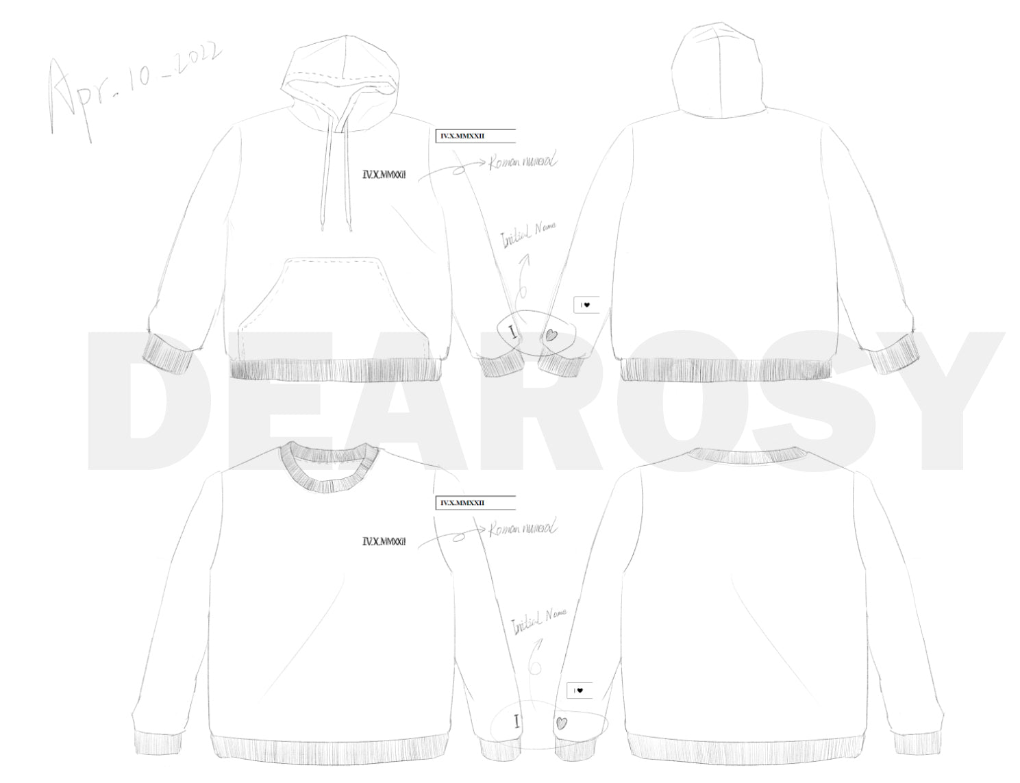 Custom Embroidered Roman Numeral Date Couple's Crewneck