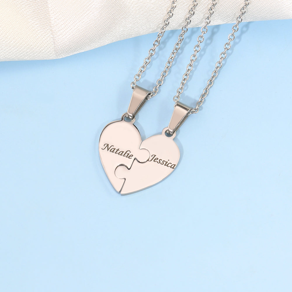 Personalized Heart Puzzle Pieces Necklace or Keychain For Mother's/Father's Day Gift Family/Sibling/BFF Gift 