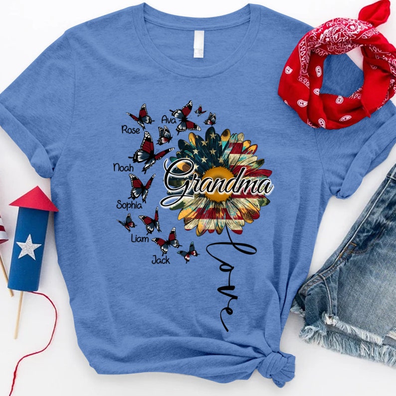 Personalized Grandma Shirt, Custom Grandma Nickname 4th of July Shirt