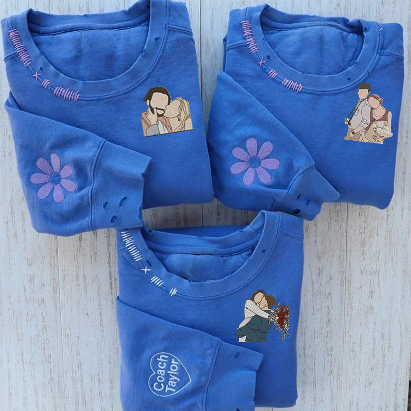 VINTAGE CUSTOM CREW-Custom Embroidered Hand Distressed Photo Sweatshirt