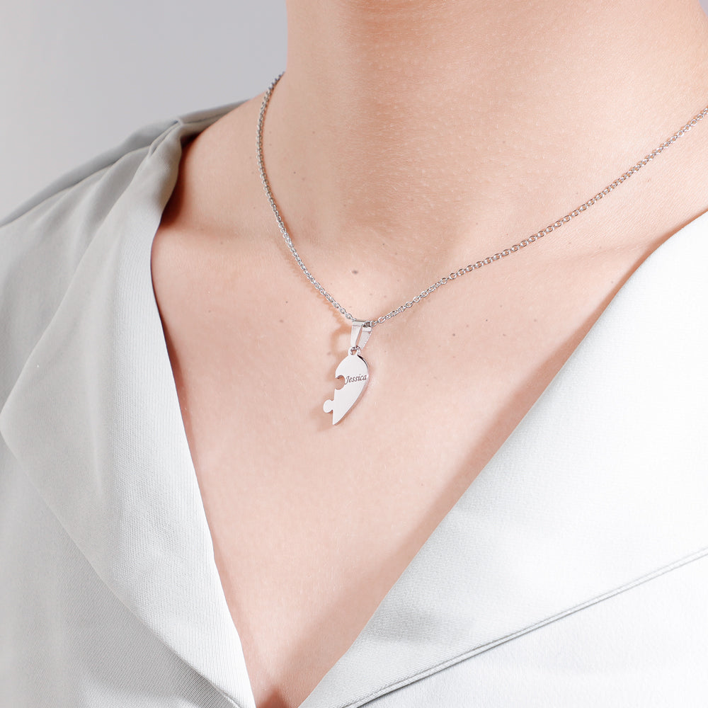 Personalized Heart Puzzle Pieces Necklace or Keychain For Mother's/Father's Day Gift Family/Sibling/BFF Gift 